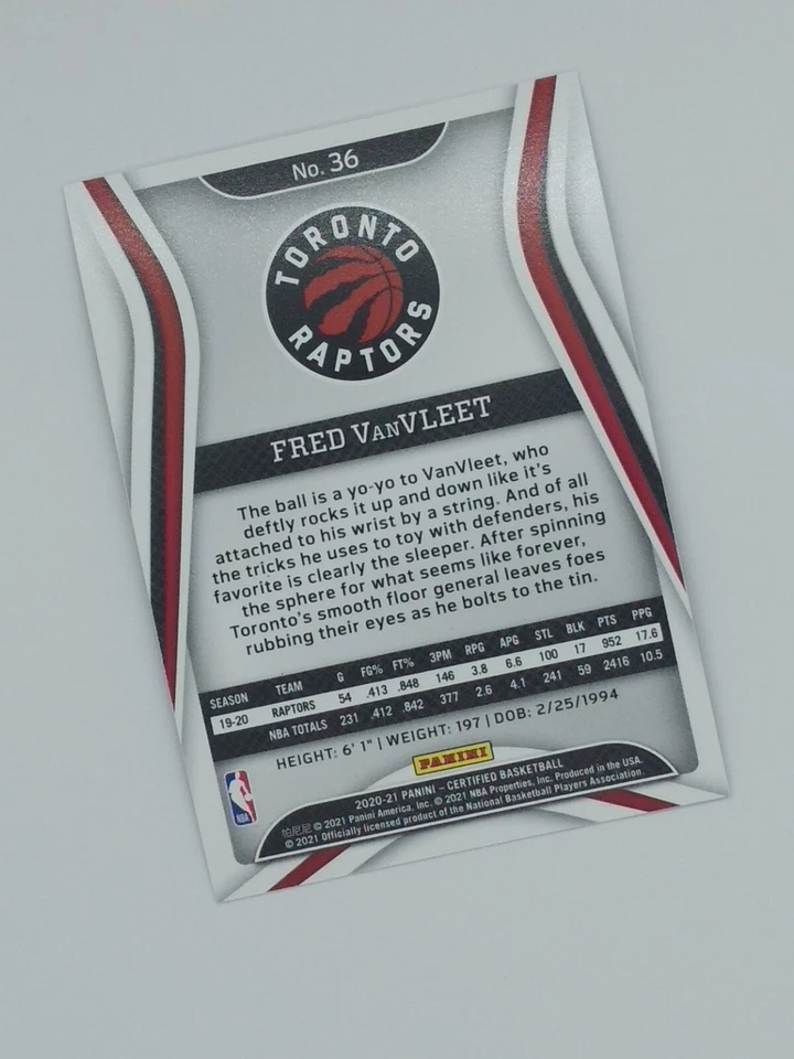 2020-21 Panini Certified Red Fred VanVleet #36, Toronto Raptors - Image 4 of 4