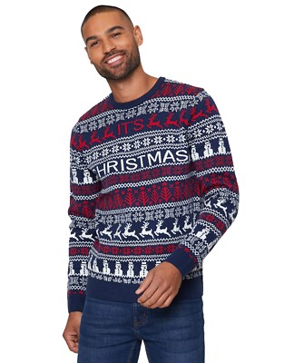 ⭐️ Mens Christmas Jumpers Funny Naughty Drunk Wasted Novelty Santa