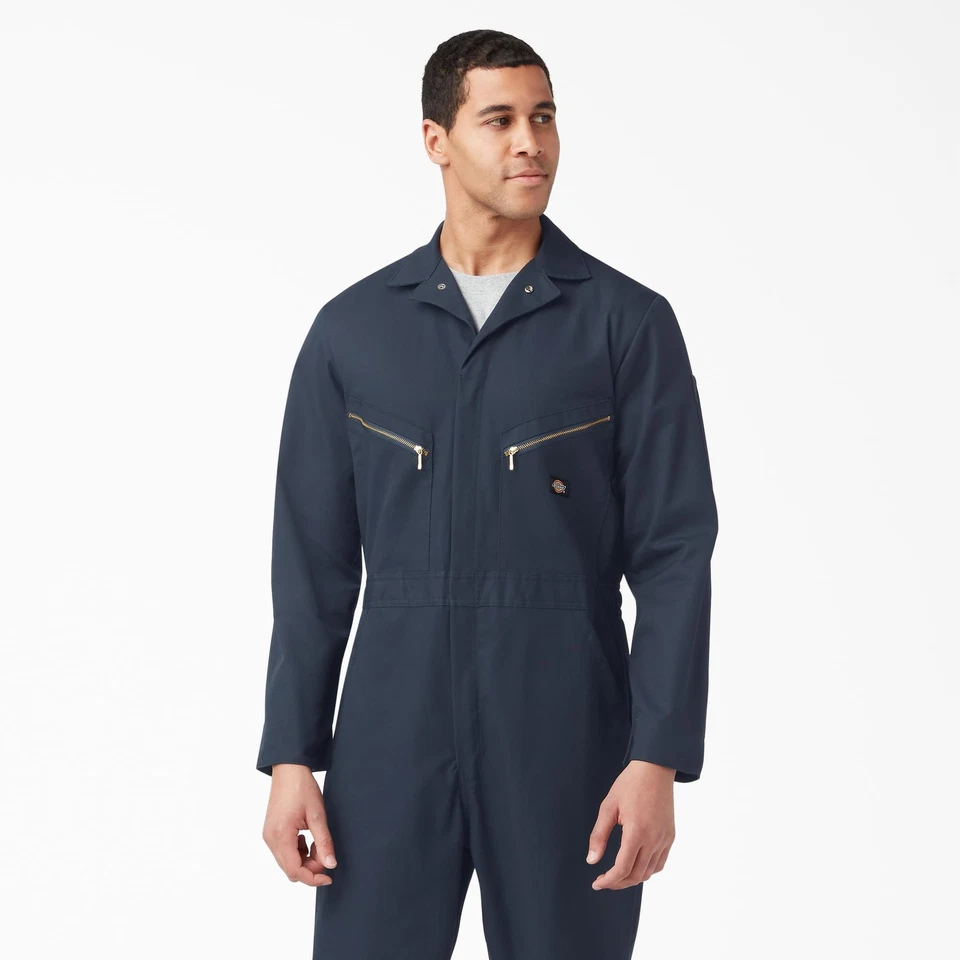 Dickies Mens Twill Deluxe Long Sleeve Work Utility Coveralls Dark Navy Tall - Image 3 of 4