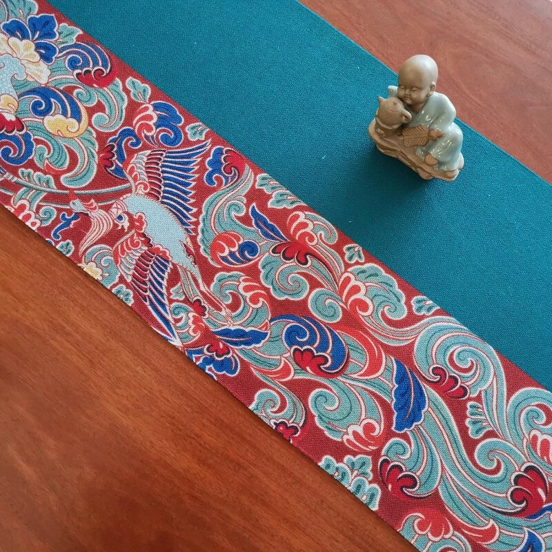 Chinese Retro Tea Art Tablecloth Zen Faux Linen Waterproof Table Runner Home - Image 3 of 4