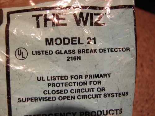 Vintage The Wiz Model 21 Listed Glass Break Detector 216N New Old Stock Sealed - Picture 3 of 6