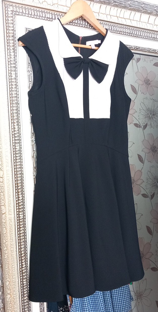 TED BAKER Ladies Designer Black Mix Bow Detail NITCHA Lined Party Dress