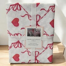 Cupcakes AND Cashmere TABLECLOTH 60 X 84 Valentines Day Hearts BOWS PINK