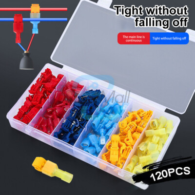 120PCS Wiring Terminal Set Quick Splice Connection T Tap Wire Terminal Connector