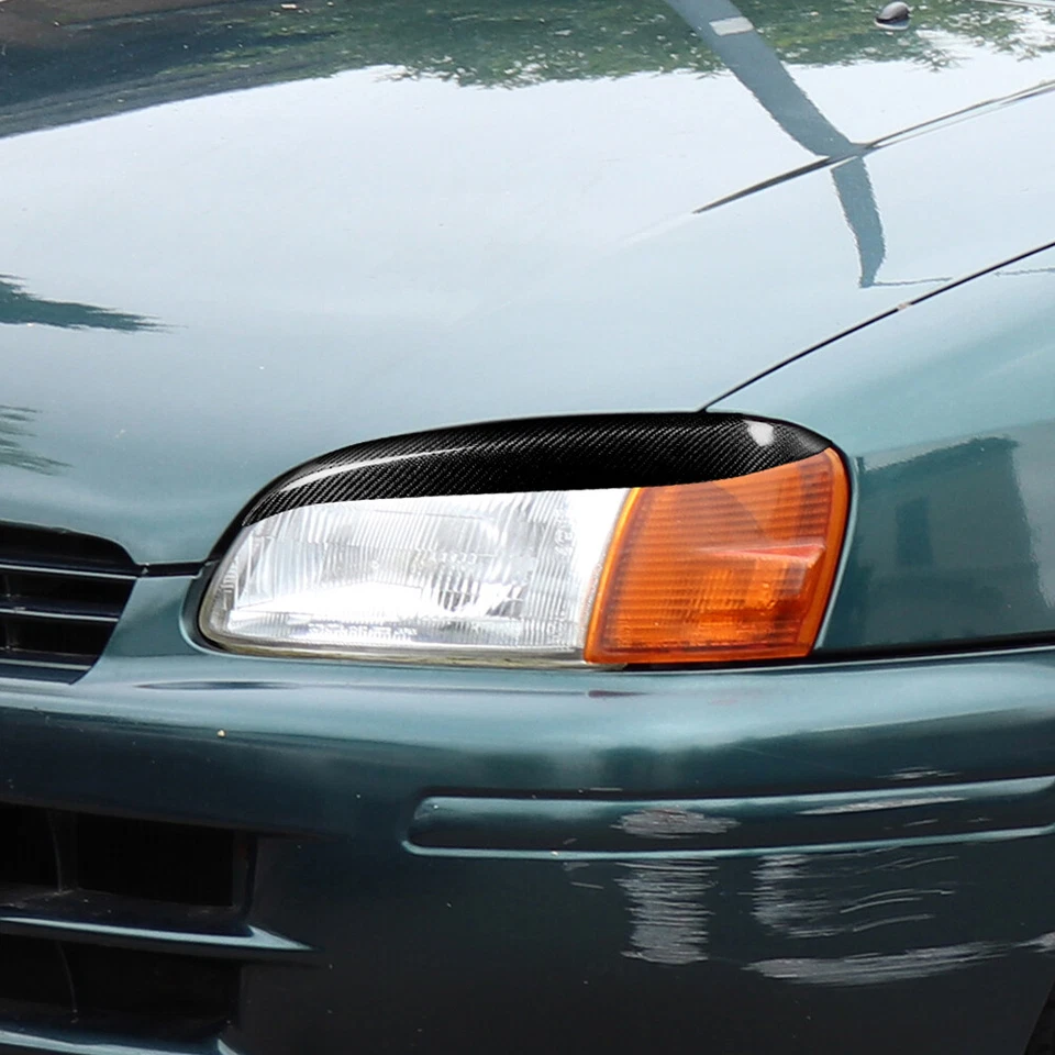 Borde de párpados de cejas de faros de fibra de carbono para Toyota Starlet Glanza EP91 96-99 Foto 3 de 4