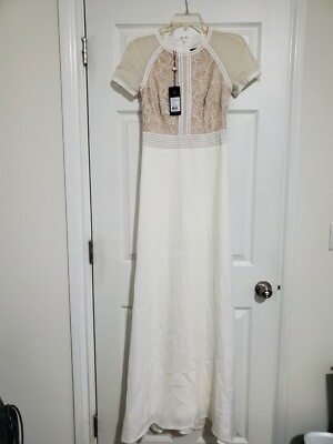 Tadashi Shoji Women's S/S Lace and Crepe Gown
