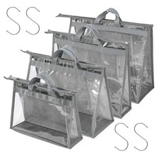 4 Pack Handbag Dust Bags Clear Purse Storage Organizer for Closet