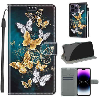 For iPhone 15 Pro Phone Case Magnetic Leather Wallet Flip Folio Stand Cover