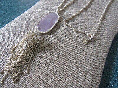 Kendra Scott Rayne Long Pendant Necklace Gold plated Rose Quartz stone