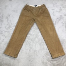 Vintage Polo Ralph Lauren Hammond Corduroy Pants Men 36X32 Pleated Cuffed Brown