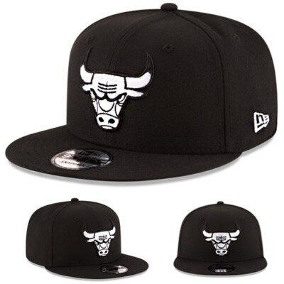 New Era Chicago Bulls 9FIFTY Snapback Hat NBA Basic Black White Adjustable Cap