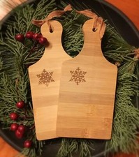 One 8 Rustic Christmas Wood Snowflake Engraved Cutting Board Charcuterie