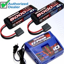 2 Traxxas 5000mAh 7.4v 2-Cell 25C 2842x LiPo Batterys w/ EZ-Peak 2970 charger