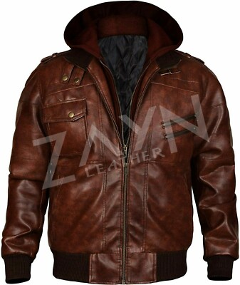 Herren Vintage Distressed Braun Lederjacke Zweifarbig Antik mit