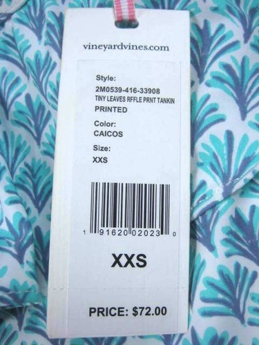 Vineyard Vines Womens Caicos Swimsuit Tankini Top XXS 2XS White Blue Ruffle $72 - Picture 6 of 6