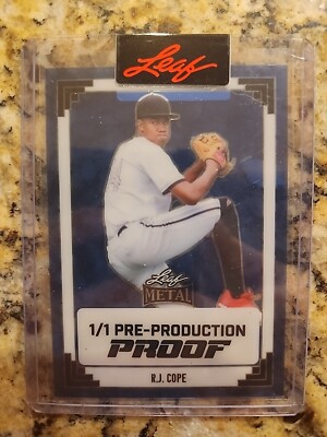 RJ Cope 2024 Leaf Metal Baseball 1/1 Pre Production Proof Rookie RC