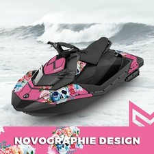 Seadoo Spark trixx Bombardier 2up 3up Jet Ski Graphic Decal Vinyl Flower Skull