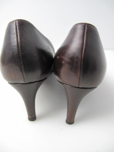 GUCCI Women's Brown Leather Shoes US 9B pointy Pumps Heels 2" - Picture 11 of 16