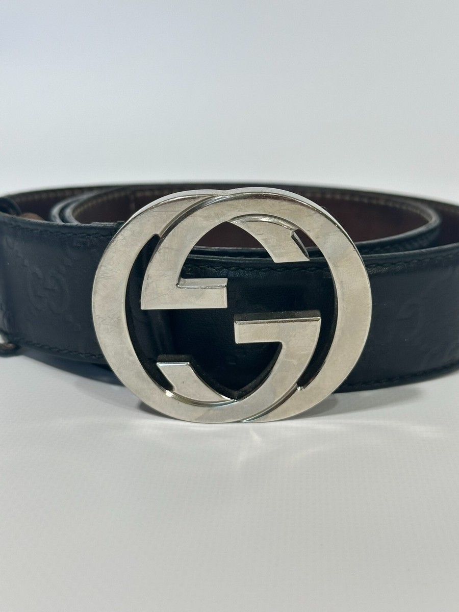 Authentic Gucci Belt Guccissima Monogram Black Interlocking G