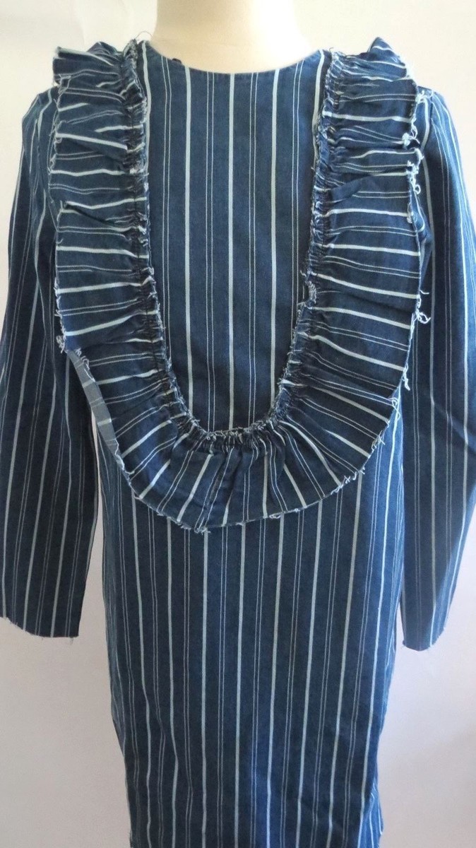 striped denim dress zara ZARA NEW WOMAN MIDI ZW TAILORED DENIM DRESS FREYED BLUE XS-XXL REF: 2553/066