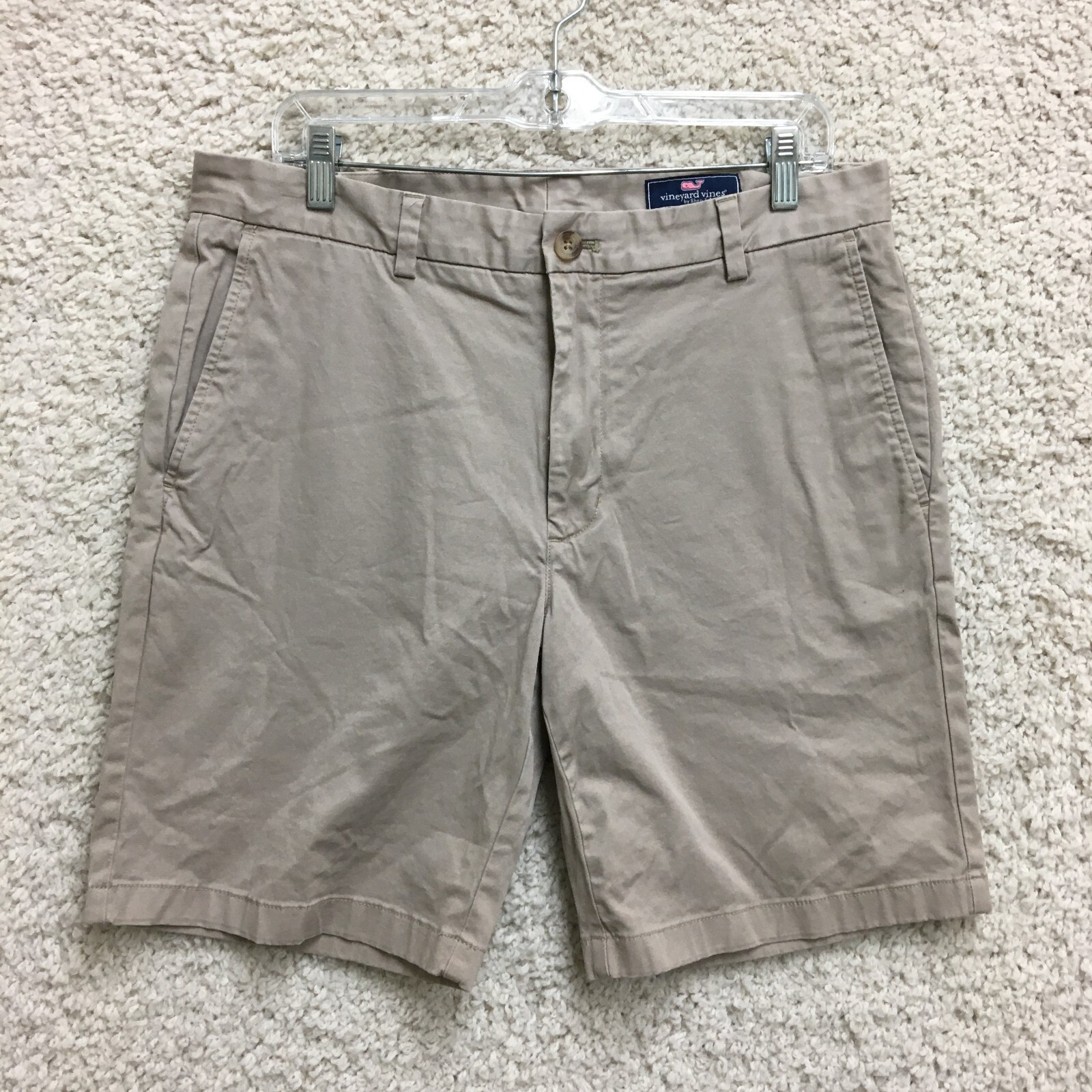 Vineyard Vines Shorts 34 Mens Beige Chino Flat Front Pockets Casual Stretch