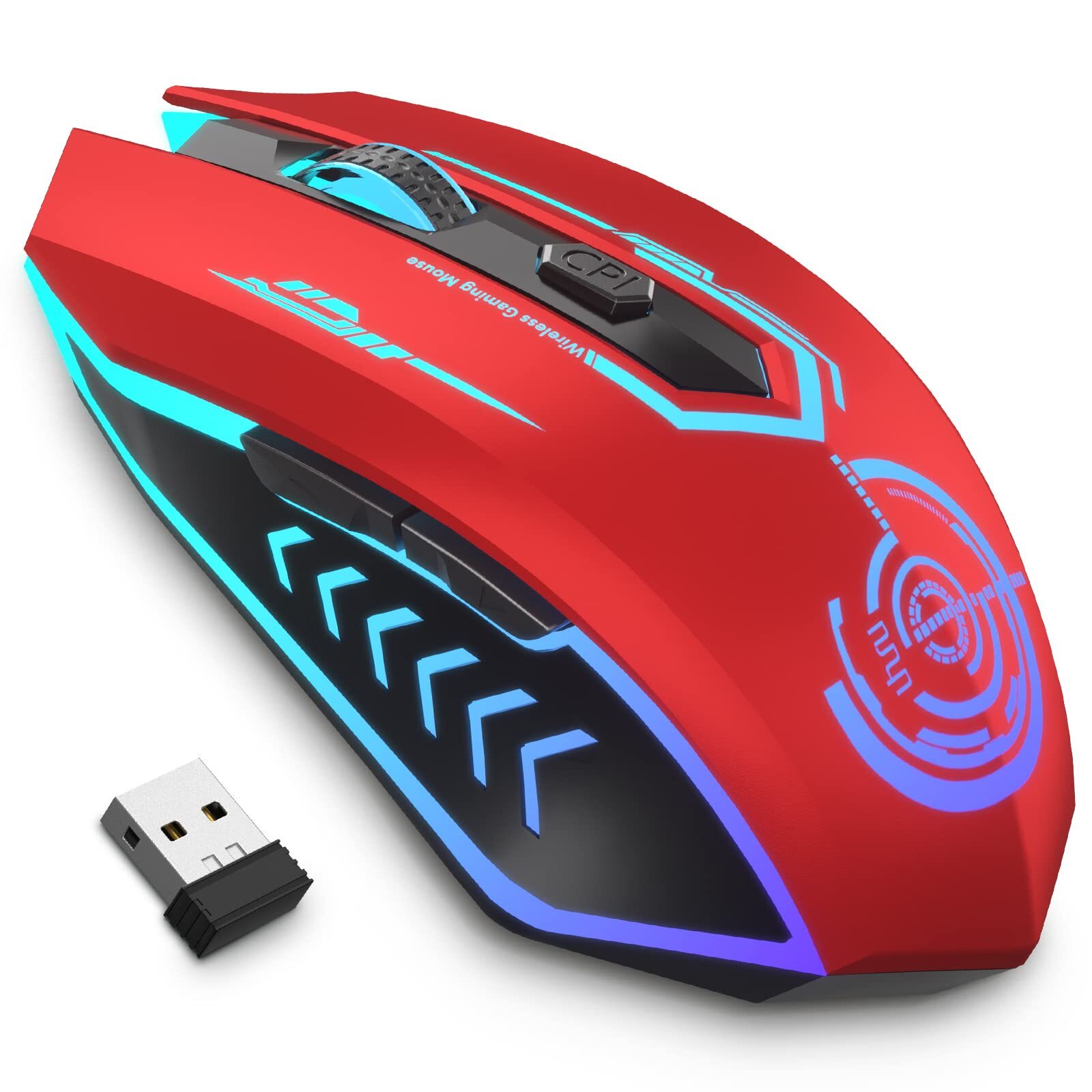 UHURU Wireless Gaming Mouse with 6 Buttons and 7 Customizable LED Colors