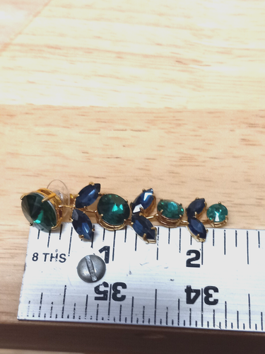 GORGEOUS ANN TAYLOR EMERALD GREEN & BLUE RHINESTONE NECKLACE & EARRINGS - Picture 4 of 7