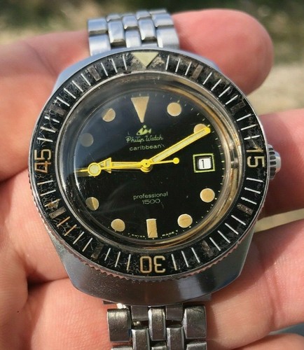 PHILIP WATCH CARIBBEAN PROFESSIONAL 1500 DIVER 1000m VINTAGE 1960 43mm - Foto 3 di 16