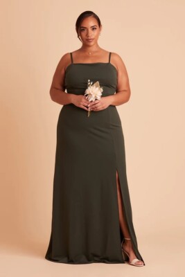 Birdy Grey BENNY DRESS CREPE OLIVE CURVE 1X NEW NWT BRIDESMAID