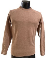 Men  s Crewneck Premium Cotton Pullover Sweater Size M Knit Camel Thick