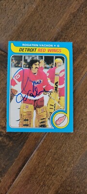 1979-80 OPC SIGNED CARD ROGIE VACHON RED WINGS CANADIENS KINGS BRUINS HOF # 235