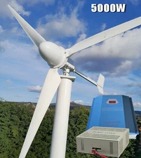 5000W Wind Turbine Generator Kit Wind Power w/ Off Grid Hybrid Charge Controller