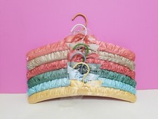 Vtg 6 Satin Padded Clothes Hangers w/ Clips Neiman Marcus MULTI COLORS NEW