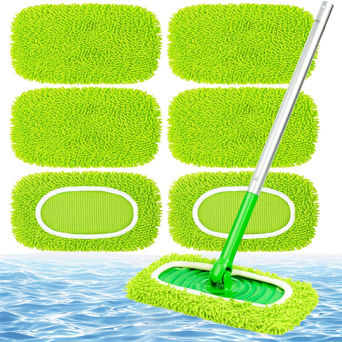 6 Reusable Sweep Cloths Microfiber Wet/Dry Mop Pads Fits Swiffer Sweeper Refills