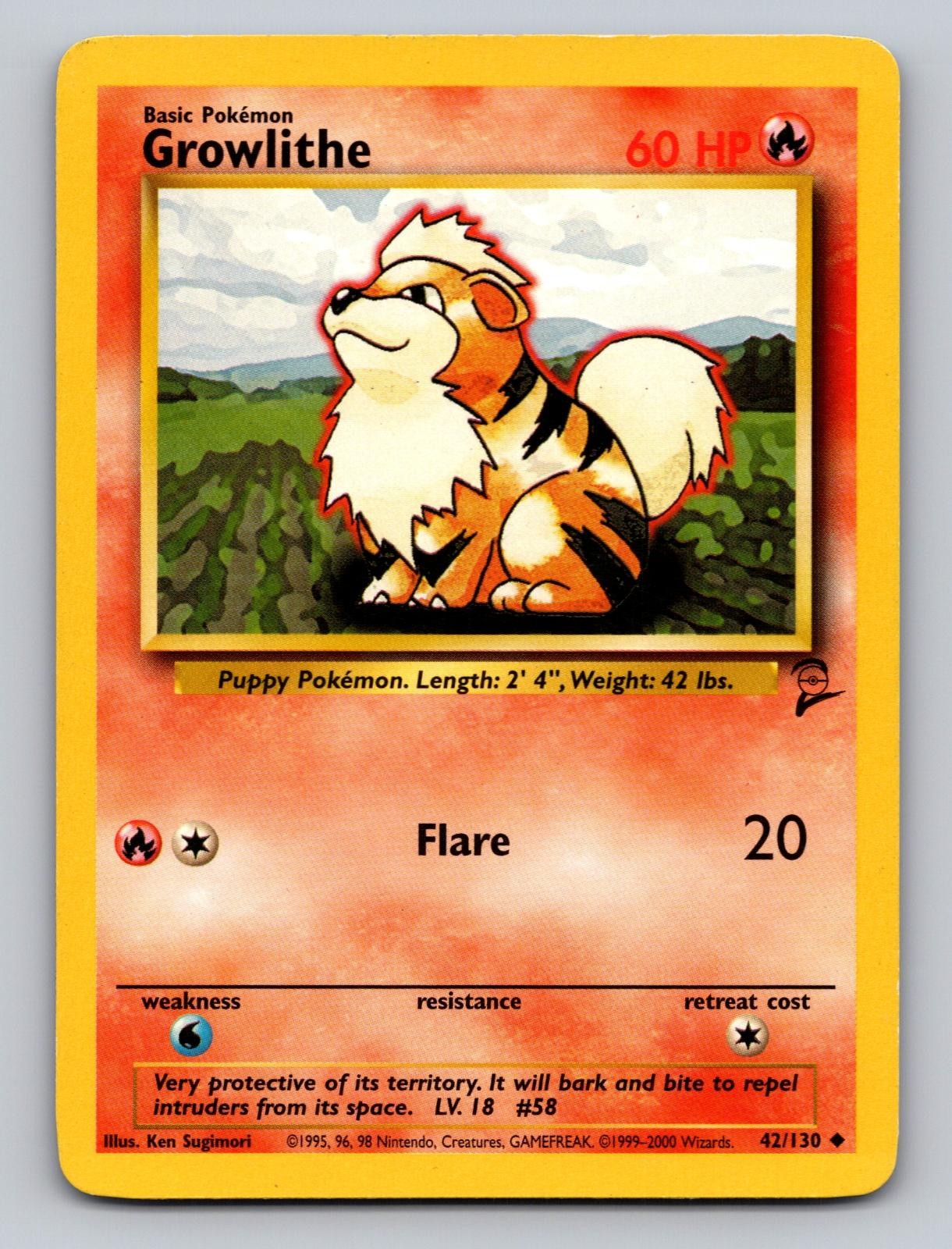 Growlithe 42/130 Uncommon Base Set 2 Pokemon LP