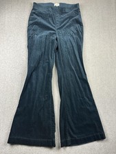 Pilcro Corduroy Pants Womens 31 Dark Blue Wide Leg Flare Stretch Anthropologie