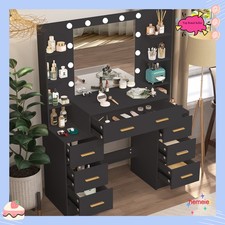 Bedroom Vanity Dressing Table and LED Lighted Hollywood Mirror Makeup Desk New