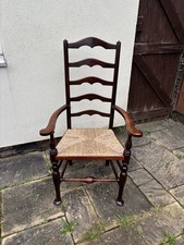 Georgian Oak Ladder Back Chair With Pad Feet & Newly Rushed Seat C1830