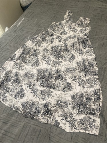 Toile De Jouy White Strap Dress/ Size 10