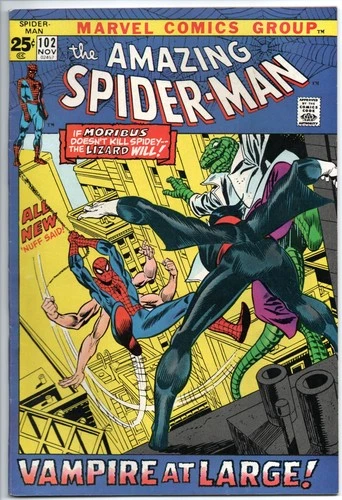 THE AMAZING SPIDER MAN vol 1 #102 MORBIUS & LIZARD Nov 1971 MARVEL comic book VF