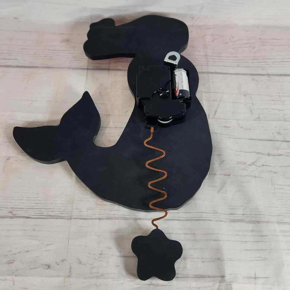 Whimsical Mermaid Clock with Swinging Flower Pendulum - Image 3 of 4
