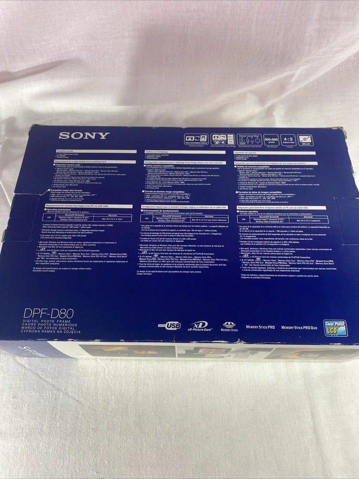 Sony S-Frame DPF-D80 8" 20cm Digital Photo Frame New - Image 4 of 4