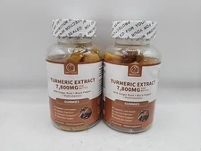 2 Pack Turmeric Curcumin 7800mg Herbal Gummies Ginger Root,Black Pepper 60 Each