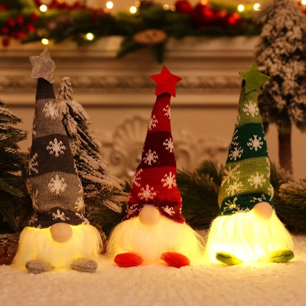 Weihnachtsdeko Wichtel Figuren 3 StüCk Mit LED Licht PlüSch FüR Innen-image