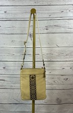 Coach Swingpack Crossbody Bag Pebbled Leather Beige Signature F0693-10996