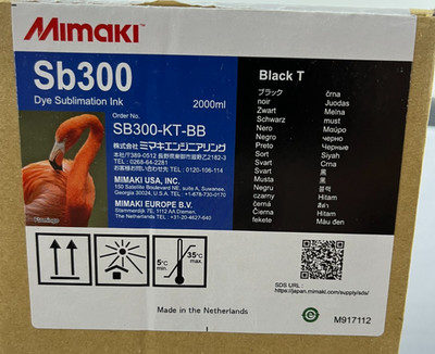 Mimaki Sb300-KT-BB Black T Dye Sublimation Ink 2000ml OEM, Exp 04/2025, New