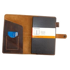 Leather Journal Cover for Moleskine Large Size Hard Cover Notebook, Brown