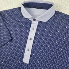 Greyson Polo Mens Size L Blue All Over Print Geometric Golf Performance Stretch