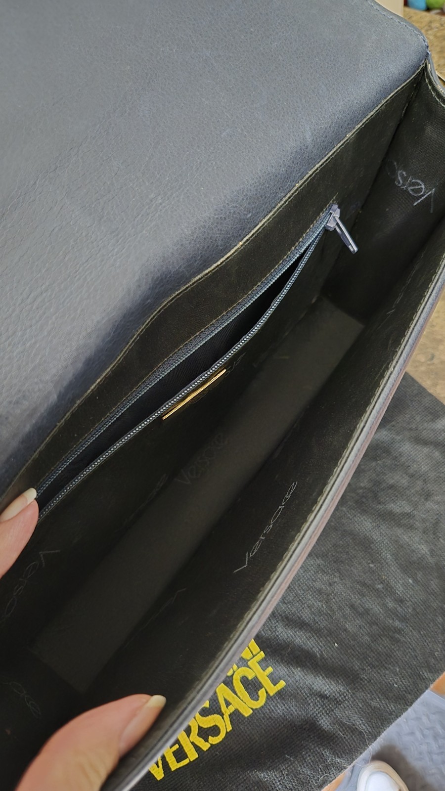 VINTAGE GIANNI VERSACE PYTHON CRYSTAL HANDBAG Nav… - image 10