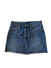 Levi  s Strauss Big  E  Cut Off Jean Skirt Blue Size 28 Vintage Good Condition